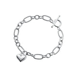 Davis 925 Sterling Silver Heart Love Chain Bracelet Romantic Sweet Wedding
