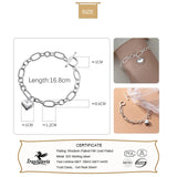 Davis 925 Sterling Silver Heart Love Chain Bracelet Romantic Sweet Wedding
