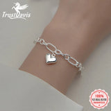 Davis 925 Sterling Silver Heart Love Chain Bracelet Romantic Sweet Wedding