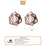Davis 925 Silver Rose Flower CZ Stud Earrings Wedding Party Jewelry DA219
