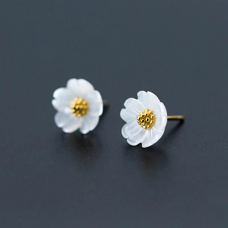 Davis 925 Silver Rose Flower CZ Stud Earrings Wedding Party Jewelry DA219