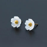 Davis 925 Silver Rose Flower CZ Stud Earrings Wedding Party Jewelry DA219