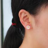 Davis 925 Silver Rose Flower CZ Stud Earrings Wedding Party Jewelry DA219
