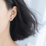 Davis 925 Silver Rose Flower CZ Stud Earrings Wedding Party Jewelry DA219