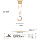 925 Silver Rose Moon CZ Necklace For Women Wedding Jewelry Gift