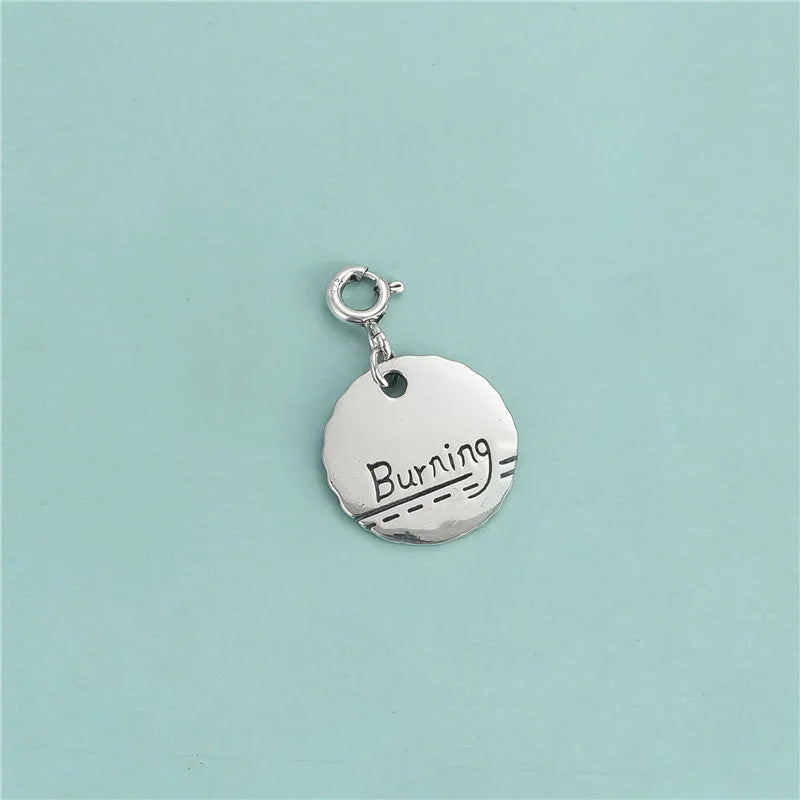 TrustDavis 925 Silver Round Burning Pendant DIY Necklace Bracelet Jewelry DZ703