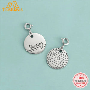 TrustDavis 925 Silver Round Burning Pendant DIY Necklace Bracelet Jewelry DZ703