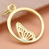 TrustDavis 925 Sterling Silver Butterfly Charm Pendant DIY Accessories
