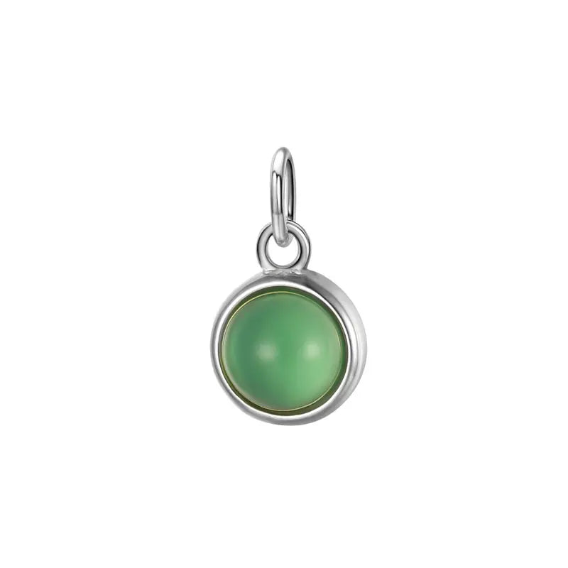 925 Sterling Silver Green Chalcedony Charm Pendant DIY Jewelry