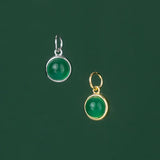 925 Sterling Silver Green Chalcedony Charm Pendant DIY Jewelry