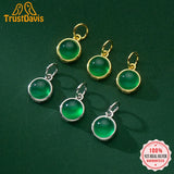 925 Sterling Silver Green Chalcedony Charm Pendant DIY Jewelry