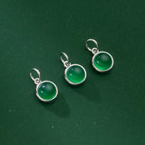 925 Sterling Silver Green Chalcedony Charm Pendant DIY Jewelry