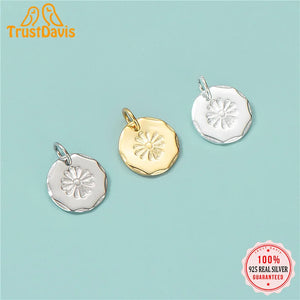 TrustDavis Sterling Silver Daisy Flower Charm Pendant DIY Jewelry HY428