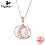 TrustDavis 925 Silver Moon Star Necklace Office Lady Fine Jewelry Gift LB116