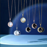 TrustDavis 925 Silver Moon Star Necklace Office Lady Fine Jewelry Gift LB116