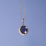 TrustDavis 925 Silver Moon Star Necklace Office Lady Fine Jewelry Gift LB116