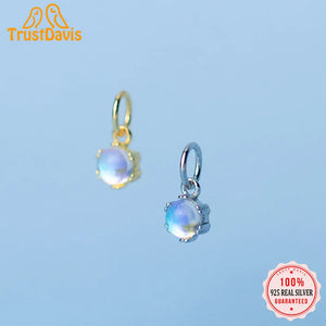 TrustDavis 925 Silver Moonstone Charm Pendant DIY Jewelry HY316