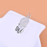 TrustDavis 925 Silver Tassel Feather CZ Charm Pendant DIY Jewelry HY169