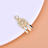 TrustDavis 925 Silver Tassel Feather CZ Charm Pendant DIY Jewelry HY169