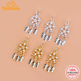 TrustDavis 925 Silver Tassel Feather CZ Charm Pendant DIY Jewelry HY169