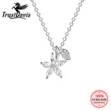 TrustDavis Sterling Silver Sakura Leaf Zircon Necklace LB114