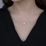 TrustDavis Sterling Silver Sakura Leaf Zircon Necklace LB114