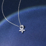 TrustDavis Sterling Silver Sakura Leaf Zircon Necklace LB114