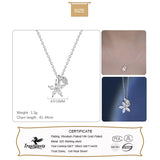TrustDavis Sterling Silver Sakura Leaf Zircon Necklace LB114