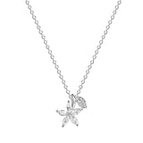 TrustDavis Sterling Silver Sakura Leaf Zircon Necklace LB114