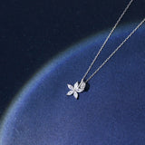 TrustDavis Sterling Silver Sakura Leaf Zircon Necklace LB114