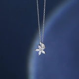 TrustDavis Sterling Silver Sakura Leaf Zircon Necklace LB114