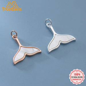 TrustDavis 925 Silver Shell Fish Tail Charm Pendant Necklace DZ908