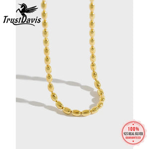 TrustDavis 925 Silver 3mm Beads Choker Necklace For Women Girls DA3158