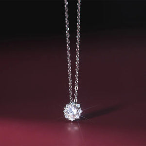 Davis Snowflake CZ Clavicle Necklace Women Wedding Party S925 Jewelry