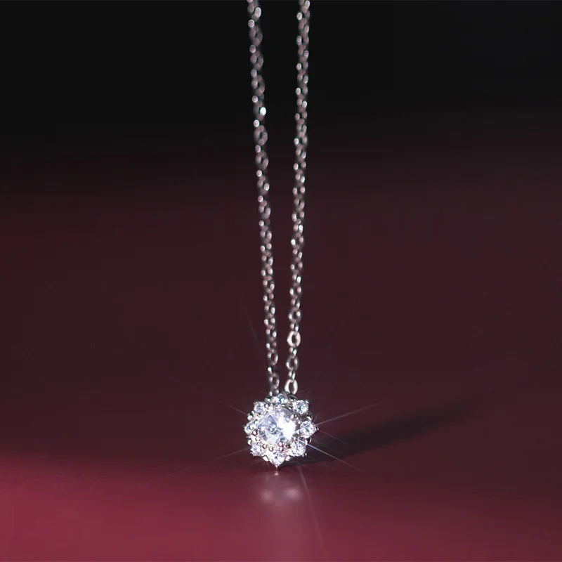 Davis Snowflake CZ Clavicle Necklace Women Wedding Party S925 Jewelry