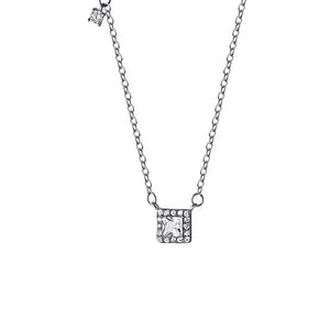 TrustDavis 925 Sterling Silver CZ Clavicle Necklace Wedding Party Jewelry