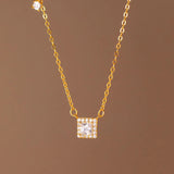 TrustDavis 925 Sterling Silver CZ Clavicle Necklace Wedding Party Jewelry