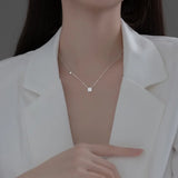 TrustDavis 925 Sterling Silver CZ Clavicle Necklace Wedding Party Jewelry