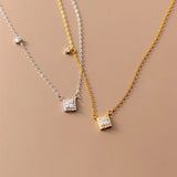 TrustDavis 925 Sterling Silver CZ Clavicle Necklace Wedding Party Jewelry