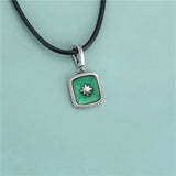 Davis 925 Sterling Silver Square Glaze Charm Pendant DIY Jewelry