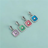 Davis 925 Sterling Silver Square Glaze Charm Pendant DIY Jewelry