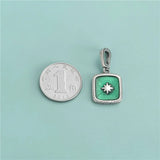 Davis 925 Sterling Silver Square Glaze Charm Pendant DIY Jewelry
