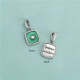 Davis 925 Sterling Silver Square Glaze Charm Pendant DIY Jewelry