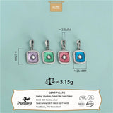 Davis 925 Sterling Silver Square Glaze Charm Pendant DIY Jewelry