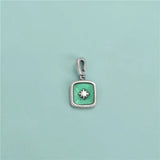 Davis 925 Sterling Silver Square Glaze Charm Pendant DIY Jewelry