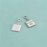 Davis 925 Sterling Silver Square Love Charm Pendant DIY Necklace Bracelet