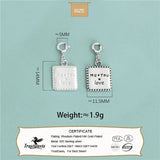 Davis 925 Sterling Silver Square Love Charm Pendant DIY Necklace Bracelet
