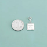 Davis 925 Sterling Silver Square Love Charm Pendant DIY Necklace Bracelet