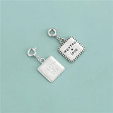 Davis 925 Sterling Silver Square Love Charm Pendant DIY Necklace Bracelet