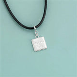 Davis 925 Sterling Silver Square Love Charm Pendant DIY Necklace Bracelet